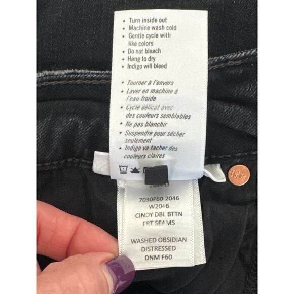 PAIGE Cindy Double Button Front Seam Straight Leg Split Ankle Washed Obsidian 28 - Picture 13 of 14